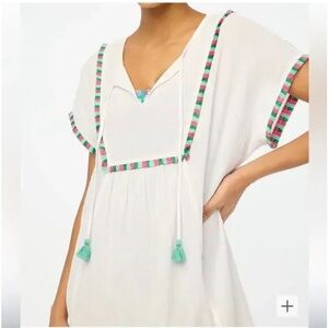 NWT J Crew white fringe tunic beach swimsuit cover small